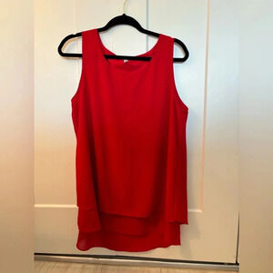 Jouica Women's Sleeveless Chiffon Tank Top Double Layers Casual Blouse Tunic Lg